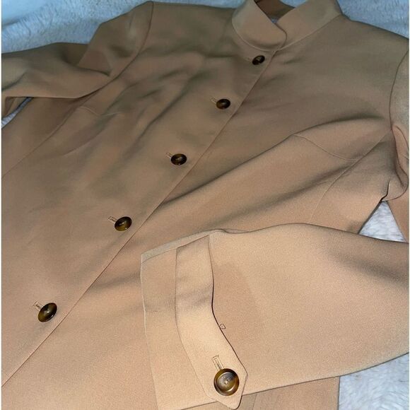 Tahari Knee Length Trench Style Coat Tan - Picture 3 of 7